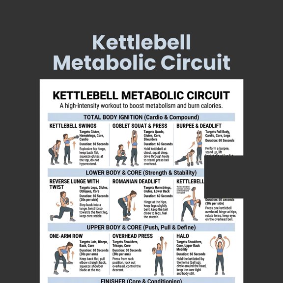 Hulling Metabolic Circuit Poster, Full Body Exercise, Hulling Poster, 30 Day Exercise Poster, Family Exercise Plan, Beginner Exercise Poster