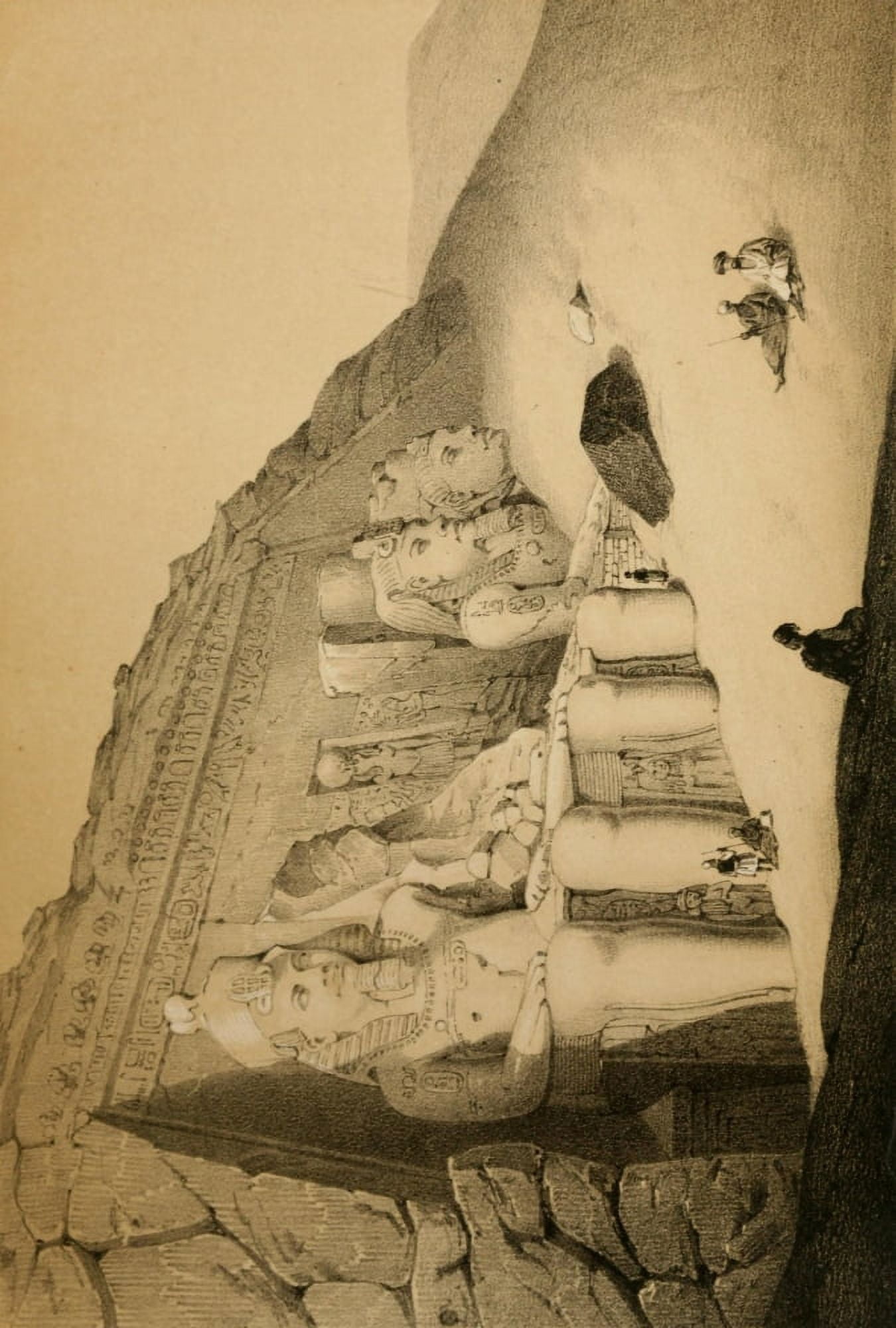 Hullmandel & Walton Lith Pilgrimage to the Temples and Tombs of Egypt Nubia and Palestine 1846 Abu Simbel Canvas Art - (24 x 36)