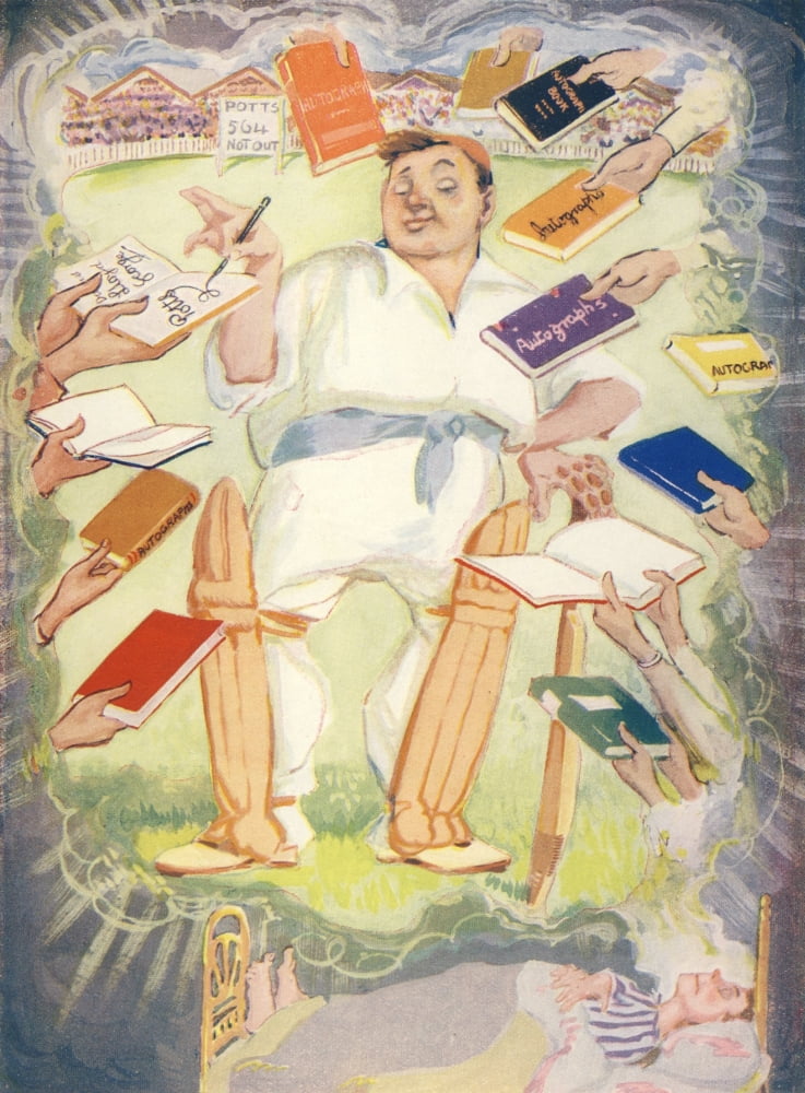 Hullo Boys 1924 Dream of Potts Minor before School Cricket Match Canvas Art - Will Dyson (24 x 36)