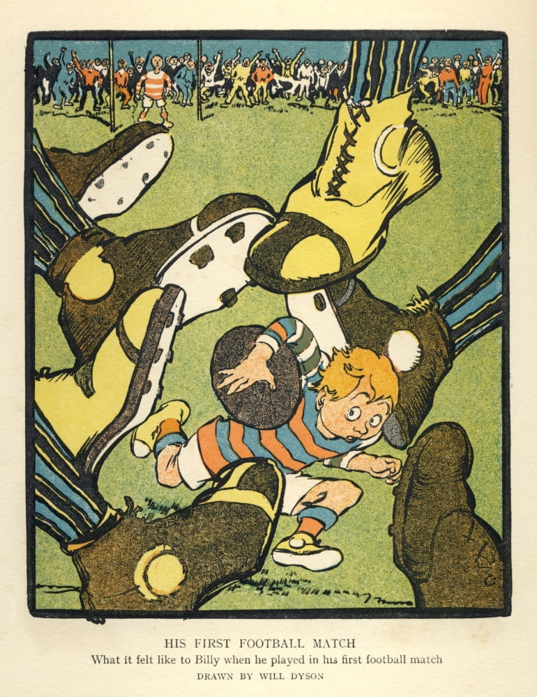 Hullo Boys The Wireless Uncles Annual 1924 His First Football Match Canvas Art - Will Dyson (24 x 36)