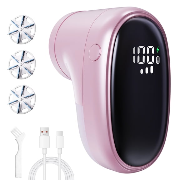 Fabric Shaver, Lint Remover for Clothes with 6-Leaf Blades, 3 Speed Sweater Shaver to Remove Pilling for Clothing, Couch, Furniture, USB Rechargeable, Pink