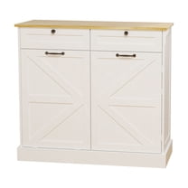 Huloretions 10 Gallon Tilt Out Trash Cabinet,Kitchen Trash Can Storage Cabinet With 2 Drawers,Recycling Cabinet With Storage Rack & 2 Shelves For Kitchen Dinning Room Living Room