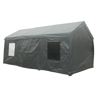 Huloretions 12x20Ft Storage Shed,Portable Garage With Rolling Shutter Mesh Window,Party Tent Heavy Duty Outdoor Portable Garage Ventilated Canopy Carports Car Shelter