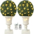 thumbnail image 1 of Huloretions 16” Artificial Plant Topiary Ball, Pre-Lit Artificial Topiary Plant with Lights, Timer and Remote Control, Artificial Outdoor Porch Trees with Light Base for Outdoor Indoor，White, 1 of 7