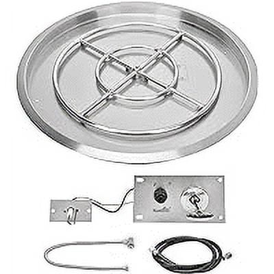 Huloretions 25 Inch Round Drop-in Fire Pit Pan,Stainless Steel Propane&Natural Gas Insert with Spark Ignition Kit,48,000 BTU,Propane Gas Fire Pan for Outdoor Indoor Use