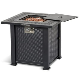 Gray Wicker Outdoor Gas Fire Pit Table with Ice Bucket Gray Wicker Outdoor Gas Fire Pit Table with Ice Bucket