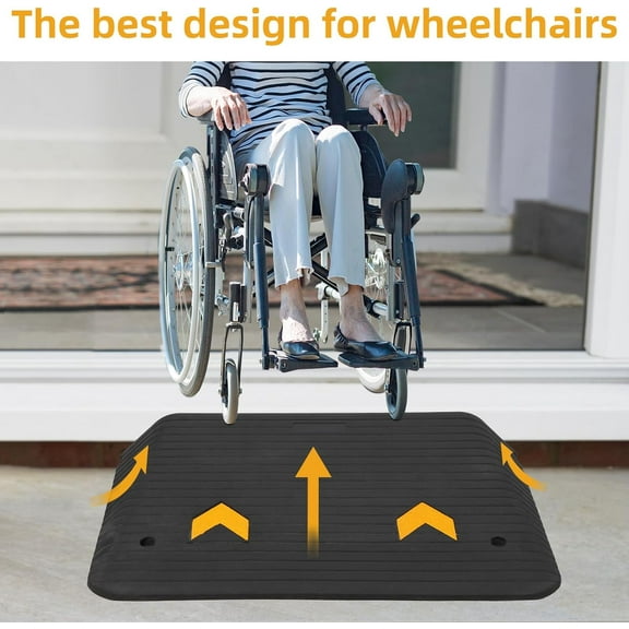Huloretions 3.5" Rise Rubber Threshold Ramp - Heavy-Duty Wheelchair Ramp with 33,000 lbs Capacity, Recycled Rubber Ramp, Non-Slip Surface for Easy Access with Scooters and Cars