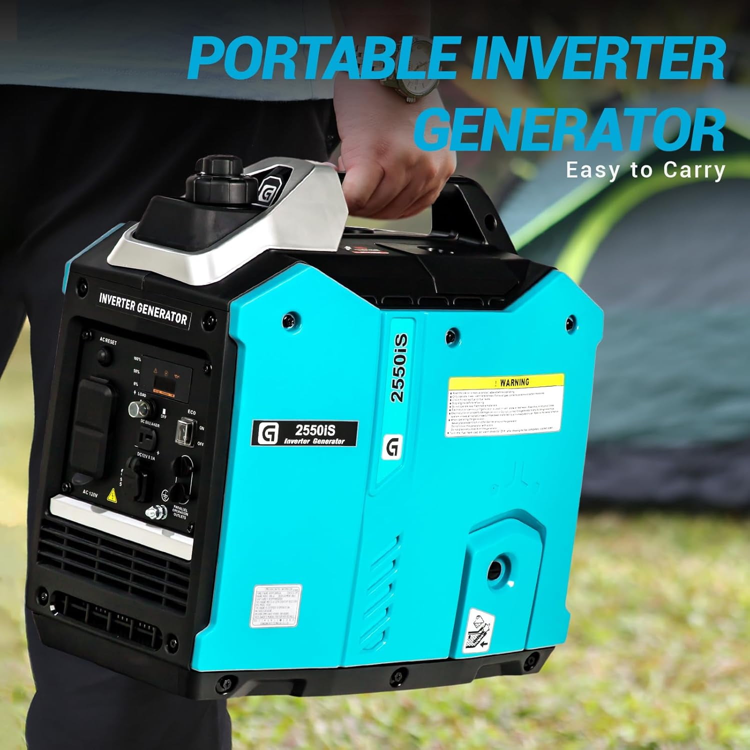 Huloretions 3000W Gas Powered Portable Inverter Generator, Super Quiet Long Run Time Portable Inverter Generator with USB Outlet, Parallel Capable, for Camping, RV, Trailer, Home Emergency Use