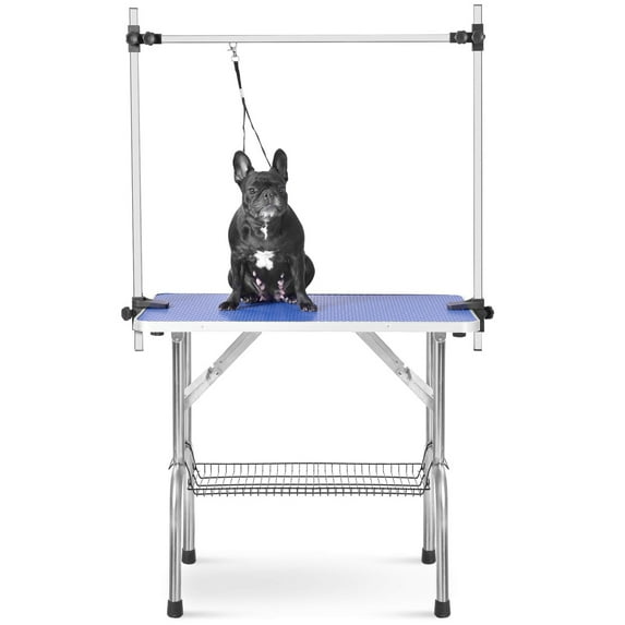 Huloretions 36" Dog Grooming Table, Adjustable Pet Foldable Grooming Table with Arms And Mesh Tray, Home Pet Bathing Station With Nooses