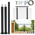 thumbnail image 1 of Huloretions 36" Stair Cable Railing Post Kit,151ft Wire Rope,Cable Railing System DIY Kit Stainless Steel for for Indoor Outdoor Deck Porchm,2 Black Railing Posts, 1 of 9
