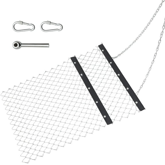 Huloretions 4 x 5 FT Drag Harrow,Heavy-Duty ATV/Utv Tractor Attachment,Chain Harrow For Landscape Leveling Sod Prepping For Gravel Driveway Farm Field Garden