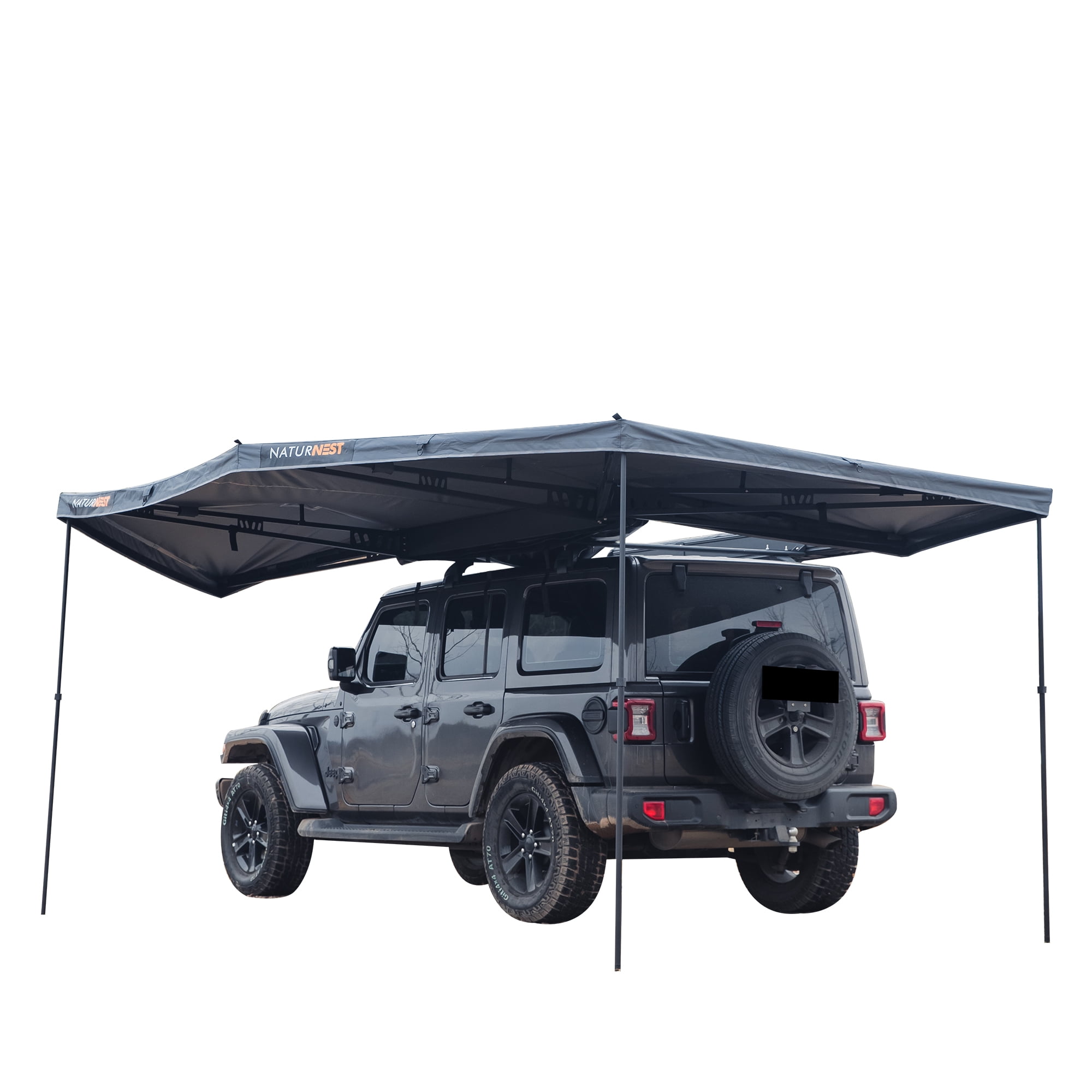 Huloretions 4' x 4' Vehicle Awning,Freestanding 270 Degree Awnin w/LED