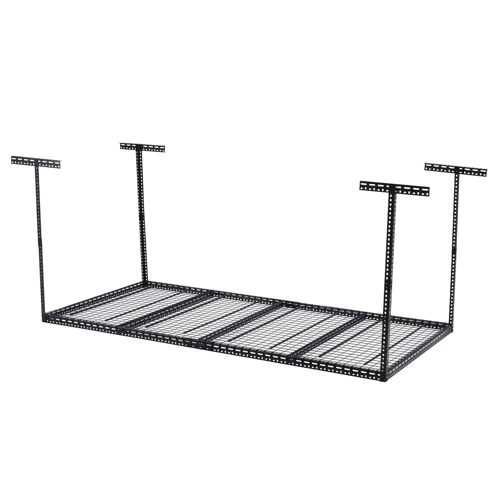 GIOTORENT 3x8 FT Overhead Garage Storage Rack – 600 Lb Capacity, Adjustable Height Ceiling Shelving, White