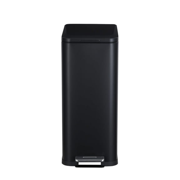 Huloretions 50L/13Gal Kitchen Trash Can,Stainless Steel Garbage Can with Single Compartment Steel Pedal,Lid and Inner Buckets,Rectangular Hands-Free Fingerprint-Resistant Soft Close Lid Trashcan
