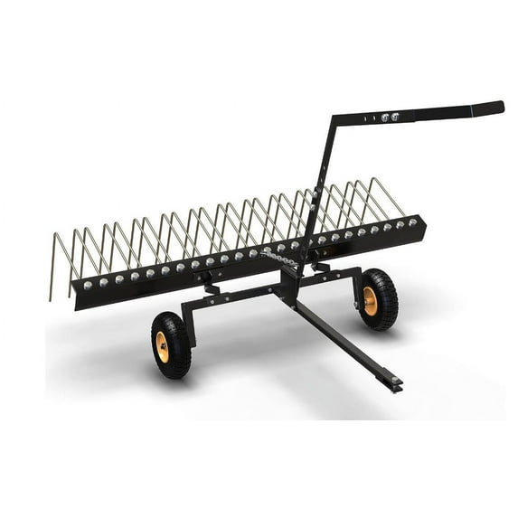 Huloretions 60 Inch Pine Straw Rake,24 Replaceable Elastic Steel Rake ATV Tow Behind Corrosion Resistant Steel Pine Straw Rake Landscape Rake For Leaves Grass