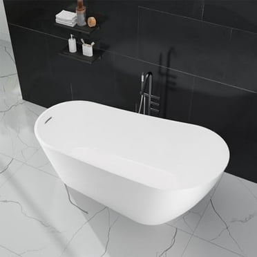 Huloretions 67“ Freestanding Bathtub,Acrylic Stand Alone Soaking Bath Tubs For Adult With Overflow And Drain in Chrome,Freestanding Bath For Indoor Use