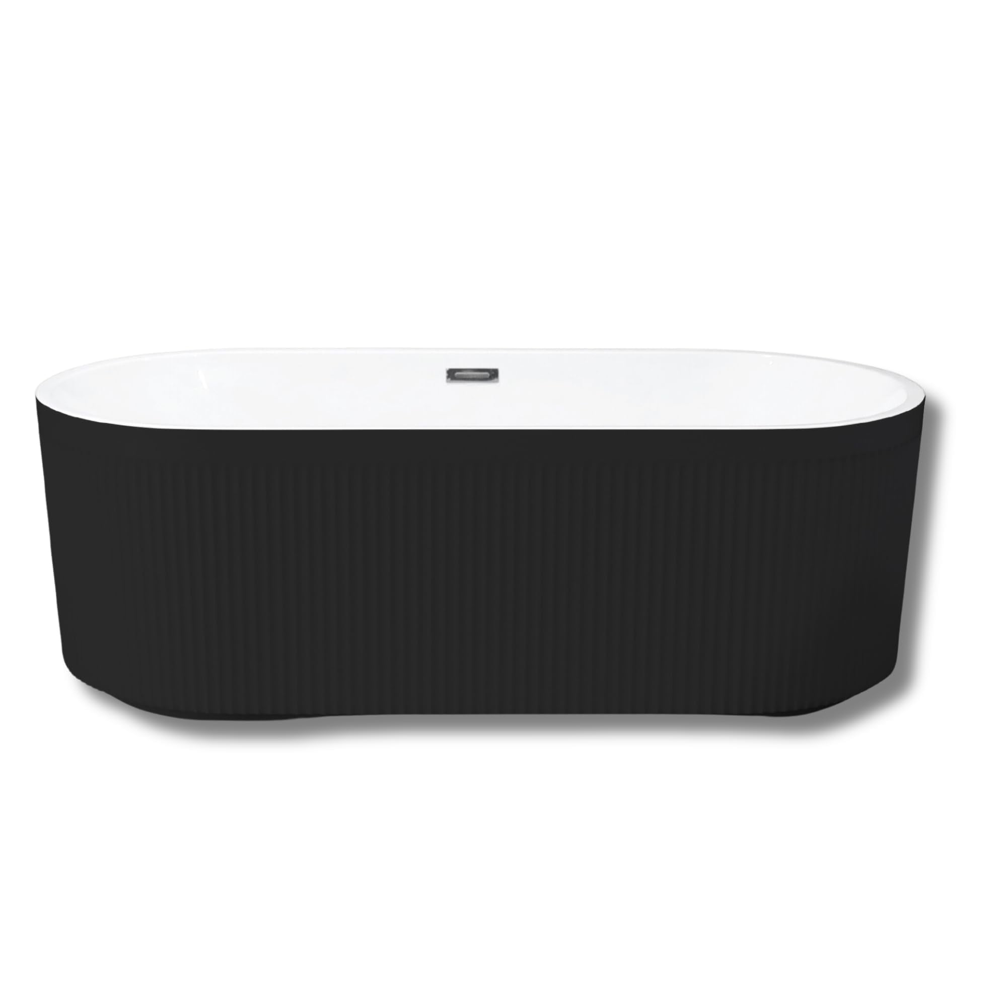 59-Inch Black and White Acrylic Freestanding Double Slipper Bathtub