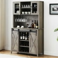 thumbnail image 1 of Huloretions Bar Cabinet With Sliding Barn Door,Coffee Bar Cabinet, Farmhouse Tall Buffet Cabinet With Storage Shelves,Kitchen Hutch With Wine & Glasses Rack and Storage,For Kitchen,Dining Room, 1 of 8