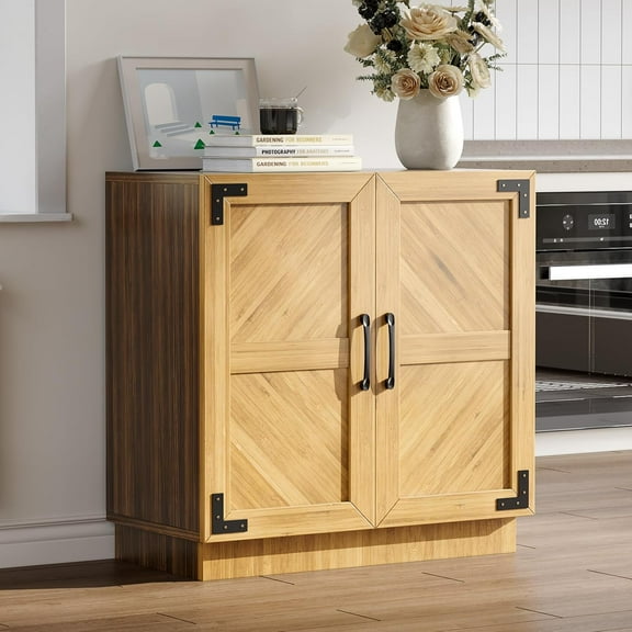 Huloretions Buffet Cabinet with Storage,Accent Sideboard Large Console Table,31.5" Modern Farmhouse Coffee Bar with Doors and Adjustable Shelf for Dining Room,Kitchen and Living Room