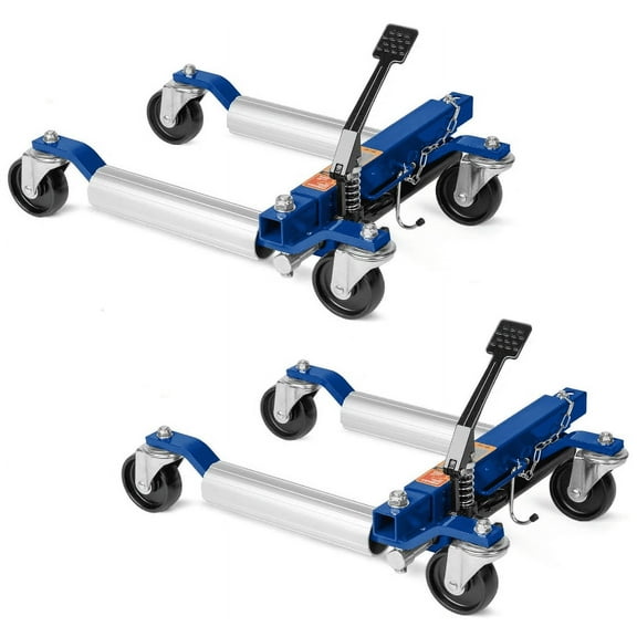 Huloretions Car Wheel Dolly Jack Set, 1500LBS Capacity Wheel Dolly with Hydraulic Tire Jack & Aluminium Twin Rollers, Heavy Duty Rollers with Foot Pedal for Tire Auto Repair Moving - Set of 2