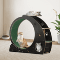 thumbnail image 1 of Huloretions Cat Wheel for Indoor Cats,Large Cat Exercise Wheel with Scratching Board,Cat Bowls,Quiet Wood Cat Treadmill,Fitness Running Wheel for Running/Walking/Training, 1 of 4