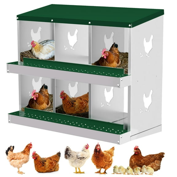Huloretions Chicken Nesting Box,6 Compartment Nesting Box,6 Room Metal Nesting Boxes for Chicken,Easy Egg Collection and Cleaning,Chicken Laying Boxes for Hens