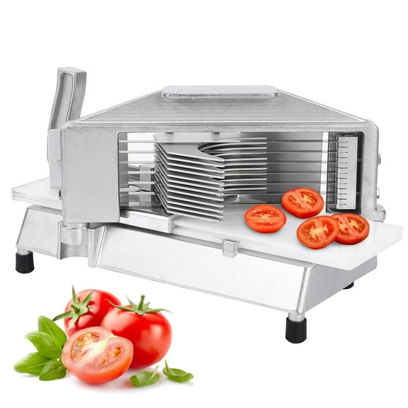 Huloretions Commercial Tomato Slicer,3/8"Tomato Cutter Vegetable Slicer Heavy Duty Tomato Slicer Manual Tomato Cutter With Built-In Cutting Board for Home or Restaurant
