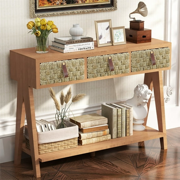 Huloretions Console Table,porch table With 3 Drawers table behind the sofa Entryway Table With Open Storage Shelf For Living Room Hallway