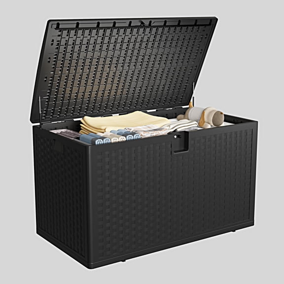 Huloretions Deck Box,Outdoor Patio Storage Box,120 Gallon Deck Box,Waterproof Lockable and Weather-resistant,Outside Storage Box Container for Garden Supplies,Pet Stuff and Pool Accessories