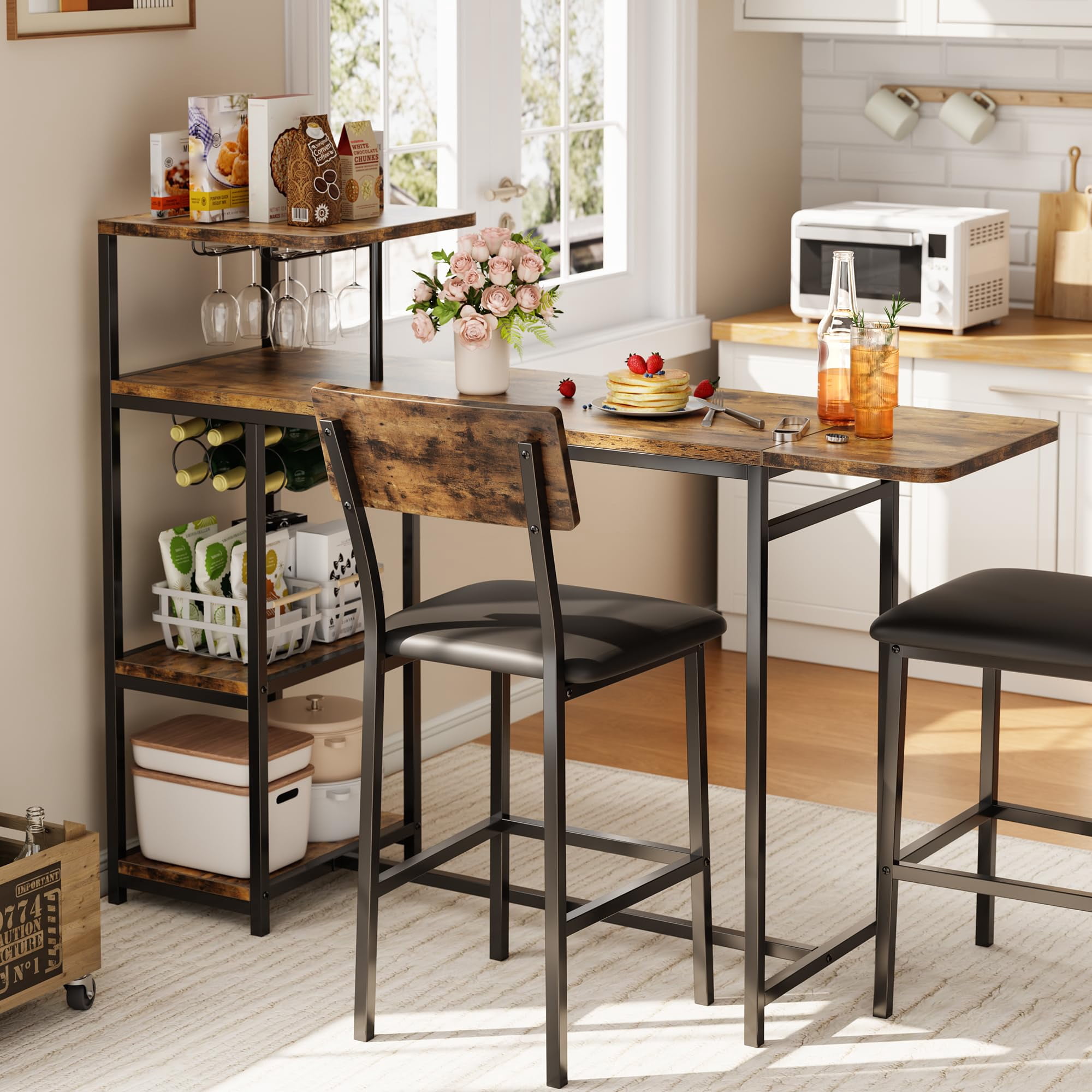 Huloretions Dining Table Set for 2,Small Kitchen Table Set with Chairs ...