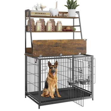 Vitesse 44 inch Large Dog Crate Furniture, Wooden Dog Kennel End Table ...