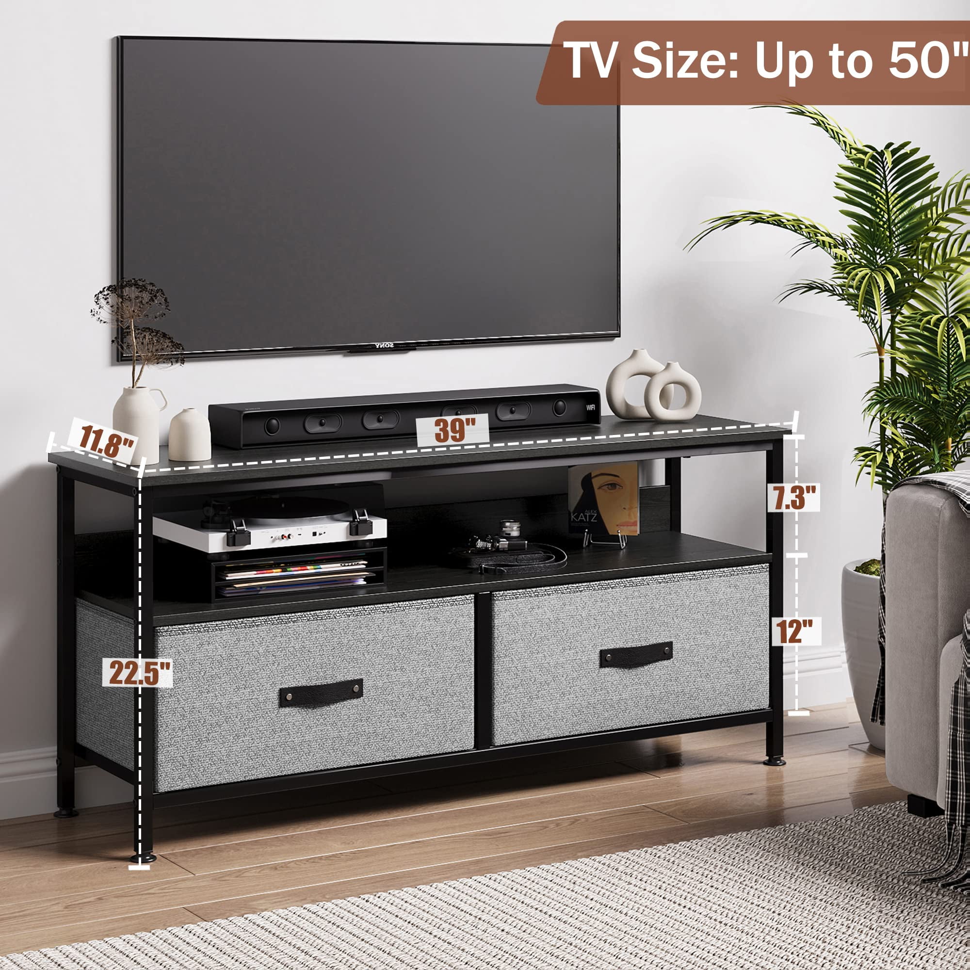 Huloretions Dresser TV Stand, 50 Inch TV Stand for Bedroom