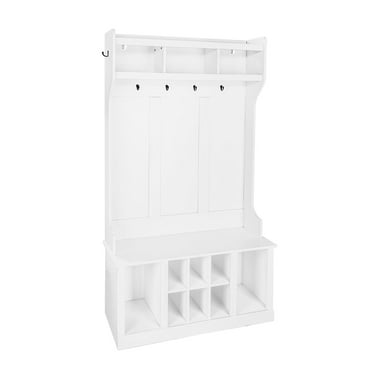 Huloretions Entryway Hall Tree With Bench And Shoe Storage,Entryway Hall Tree With Coat Rack,Entryway Bench With Shoe Storage Cube 6 Hooks,5-in-1 Entryway Furniture Entryway