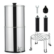 Huloretions Fed Water Filter System, 2.25 Gallons Countertop Water Filtration System, 304 Stainless Steel Countertop System with Filters and Stand for Home Camping