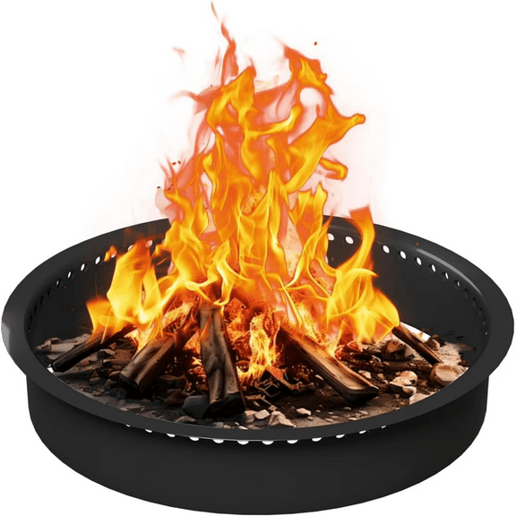 Huloretions Fire Pit Ring,Large Fire Pit Ring For Patio Backyard Garden,Smokeless Fire Pit Ring With Air Vent,Fire Pit Insert,Steel Fire Ring For Outside Wood Burning