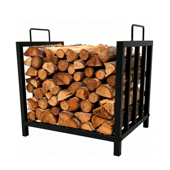 Huloretions Firewood Rack Stand,Heavy Duty Logs Holder for Outdoor Indoor,16.9in Fire Log Stacker Stand,Fireplace Metal Wood Pile Storage Stacker Organizer