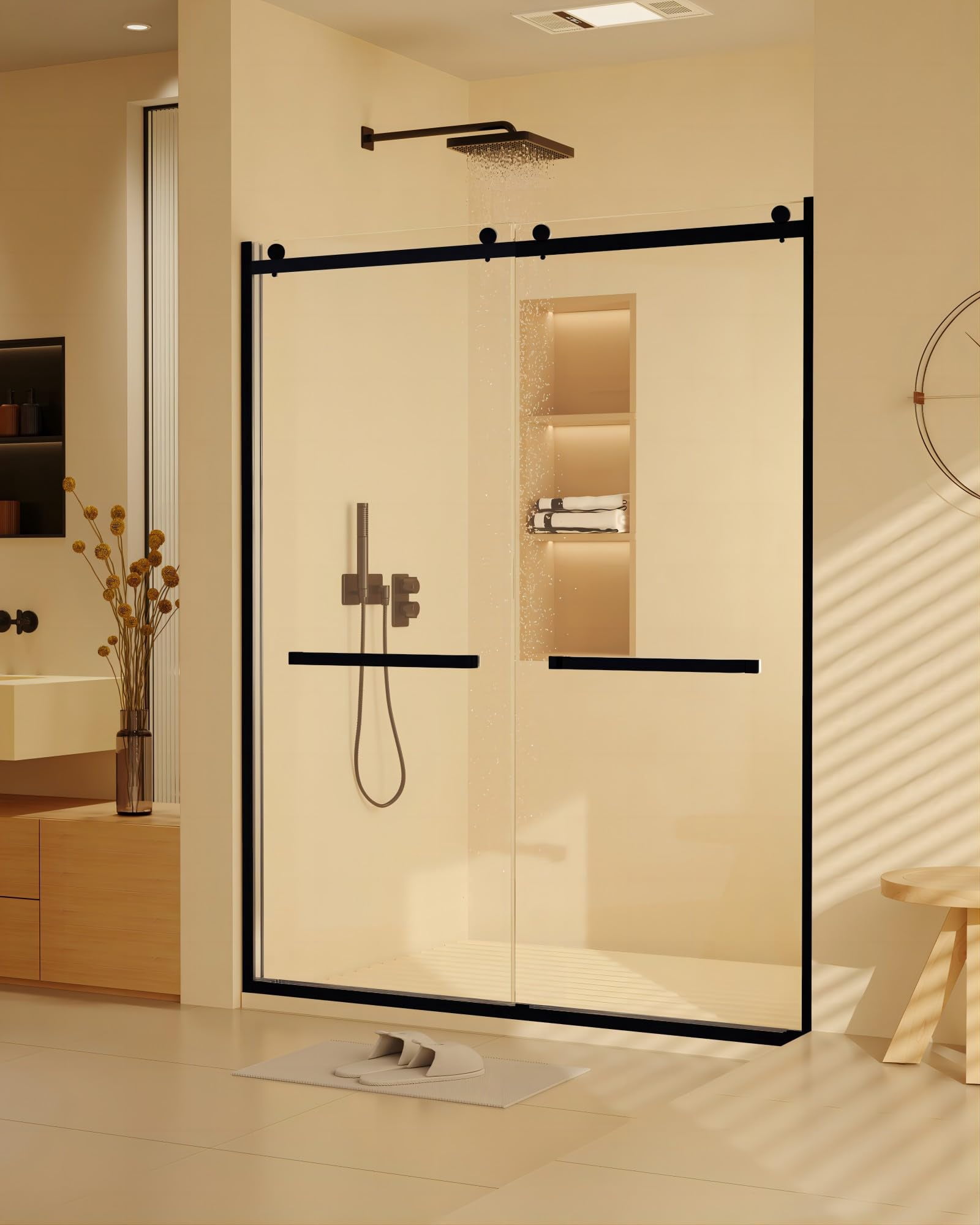 Huloretions Framed Shower Door, Sliding Shower Door with Stainless ...