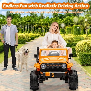 Huloretions Hetoy Ride on Car for Kids and Parent Remote Control, 24V 4WD Battery Powered Electric Car, 2 Seater Ride On Truck, Kids Electric Vehicle, Suspension, LED Lights
