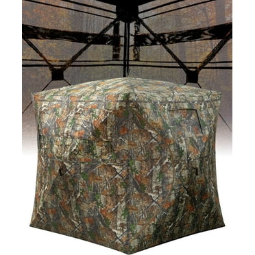 Huloretions Hunting Blind, Pop Up Ground Blinds for 4-6 People, 116" 58" 66" H with 270° See Through Windows and Silent Magnetic Door, Lightweight for Outdoor Hunting