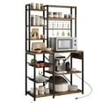 thumbnail image 1 of Huloretions Kitchen Bakers Rack,7-Tier Microwave Stand Kitchen Storage Rack with Power Outlet Industrial Coffee Bar Station With 2 Wire Drawer Kitchen Open Storage Shelf Rack 15.7"D x 35.4"W x 70.1"H, 1 of 8