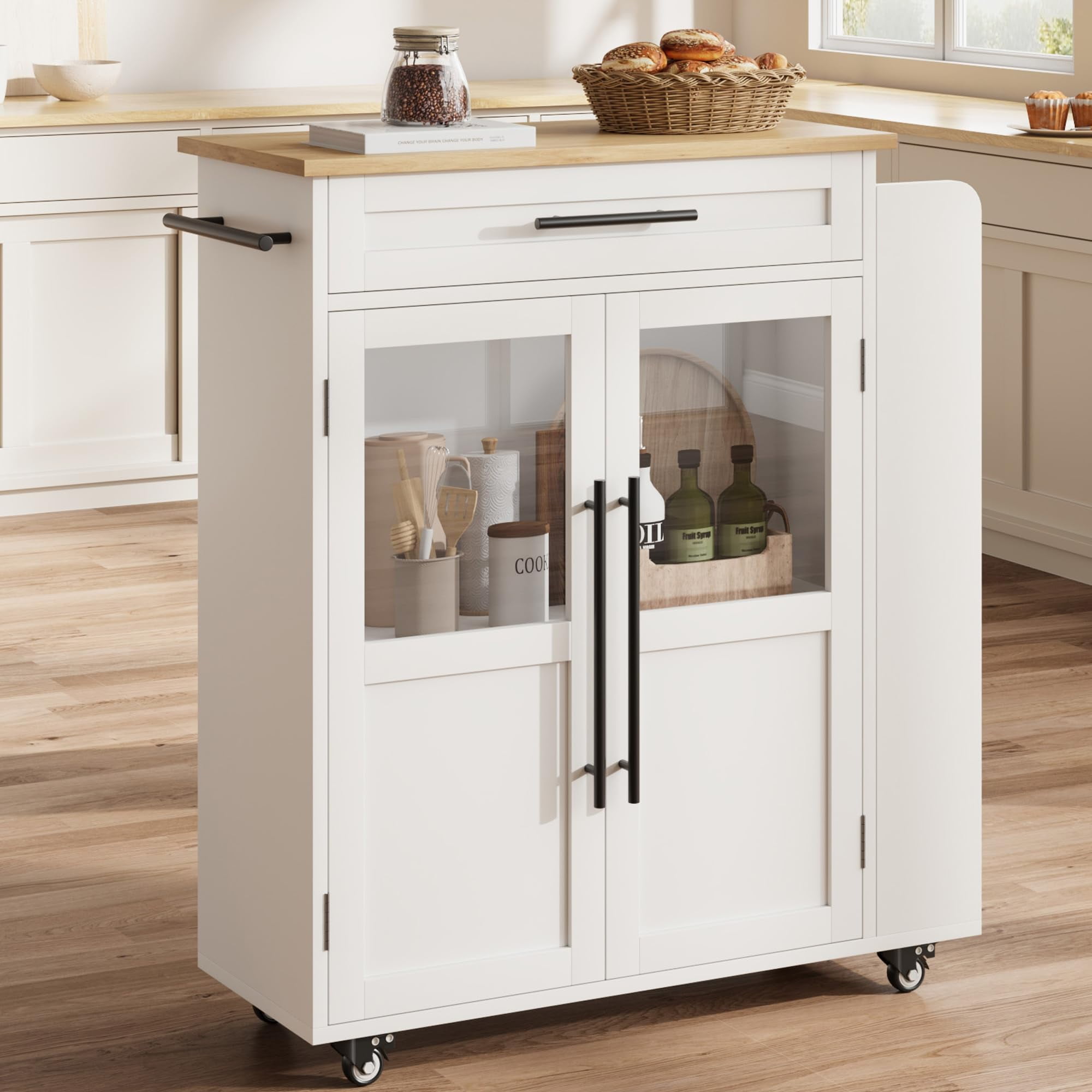 Huloretions Kitchen Island with Drawer,Kitchen Storage Island with ...