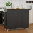 thumbnail image 1 of Huloretions Kitchen Island with Power Outlet,Kitchen Storage Island with Spice Rack and Drawer,Rolling Kitchen Cart on Wheels,Mobile Kitchen Island with Trash Can Storage Cabinet for Living Room, 1 of 6