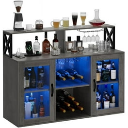 Ikea Custom Bar With Wine Fridge Home Bar Cabinet With LED, 65