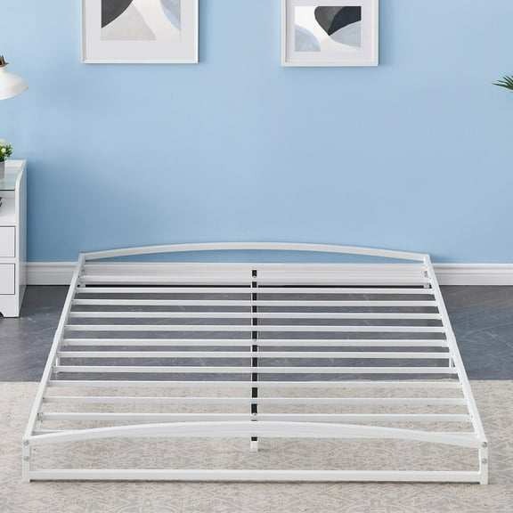 Huloretions Metal Platform Bed Frame, Mattress Foundation, Heavy Duty Iron Slat Support Bed, No Box Spring Needed, Easy Assembly