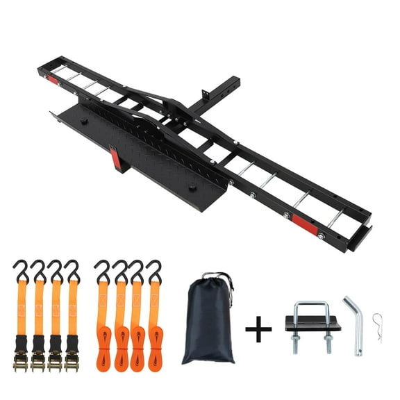 Huloretions Motorcycle Carrier Hitch Mount,Steel Dirt Bike Hitch Hauler With Tie-Down Straps & Hitch Tightener,Dirtbike Hitch Carrier for Truck,SUV, Car,Hitch Receiver for Tires Up to 5.5" W,2" Receiv