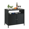 thumbnail image 1 of Huloretions Outdoor Wicker Storage Cabinet With Spacious Tabletop,Patio Bar Table With 2-Door And Shelf,All Weather Resin Wicker For Patio Pool Garden Kitchen, 1 of 9