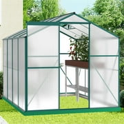 Huloretions Polycarbonate Greenhouse Raised Base and Aluminum Walk in Greenhouse for Outdoor Backyard in All Season6x8 FT