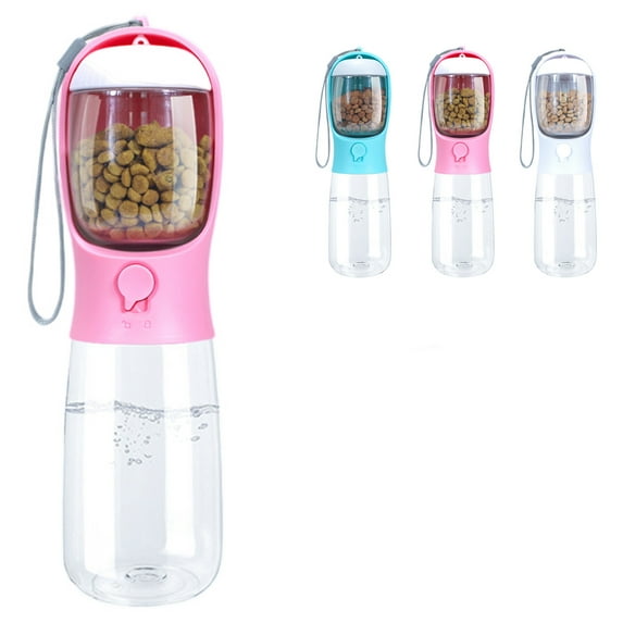 Huloretions Portable Dog Water Bottle, 2-in-1 Travel Water Bottle with Food Container, Dog Water Dispenser for Outdoor Walking Hiking Travel