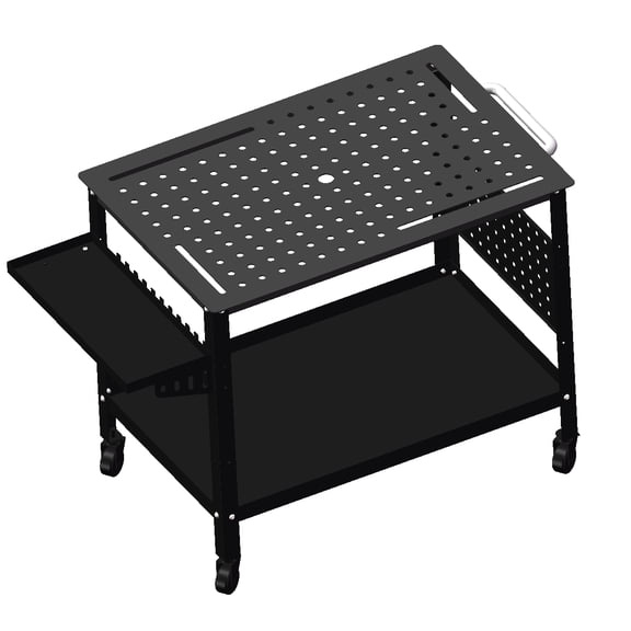 Huloretions Portable Welding Table,36''x 24" Welding Table Top,Welding Table with 5/8’Holes,Slots & Tray,600LBS Steel Welding Cart For Welding,Sawing,Rolling Welder Table For Shop