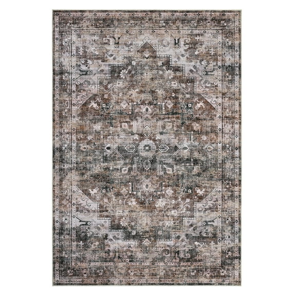Huloretions Rugs Machine Washable, Vintage Distressed Area Rugs Runner Rug, Non-Slip Stain Resistant Area Rug Traditional Kitchen Mat, Indoor Floor Rug Carpet for Bedroom